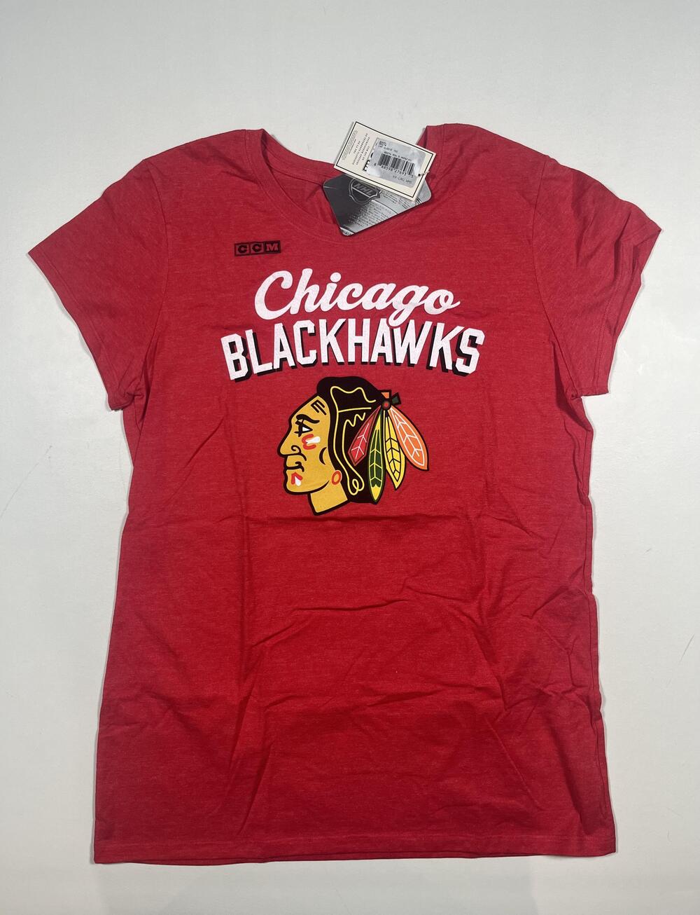 New Chicago Blackhawks Shirt Womens 2XL Red NHL Hockey CCM Cap Sleeve Tee